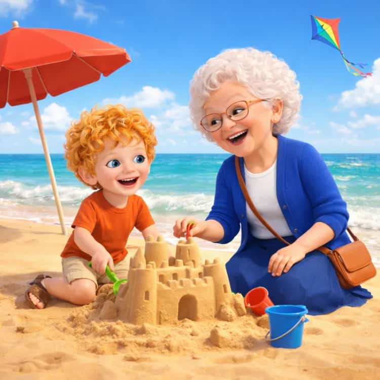 Couverture du livre Gabriel et Mamie Rose sur le sable doré