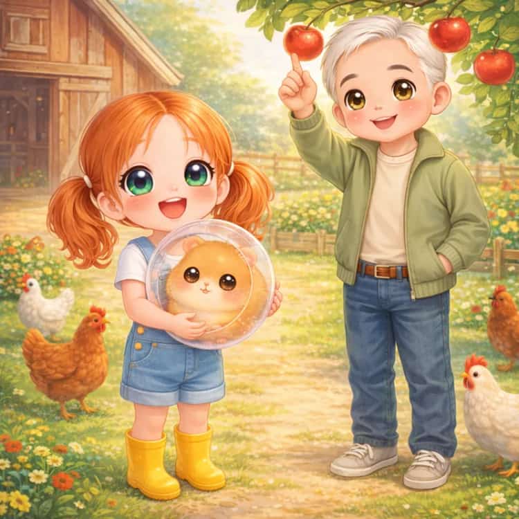 Couverture du livre Lina à la ferme avec Papi et Luna