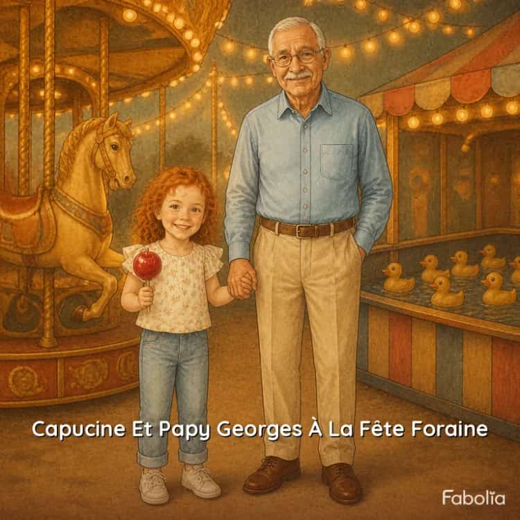 Capucine and Grandpa Georges at the Fair