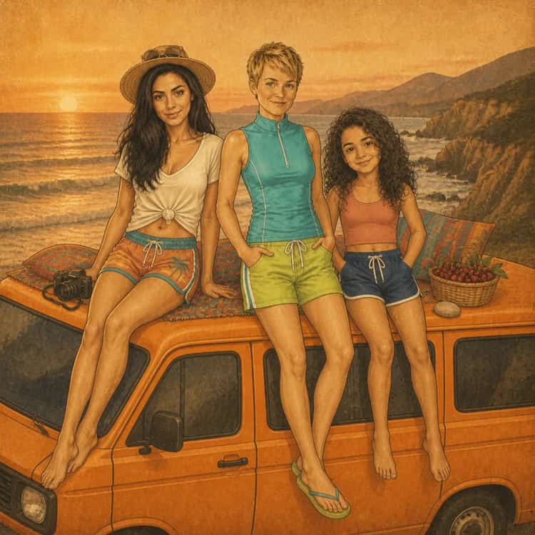 Couverture rétro vintage : Camille et ses amies en voyage