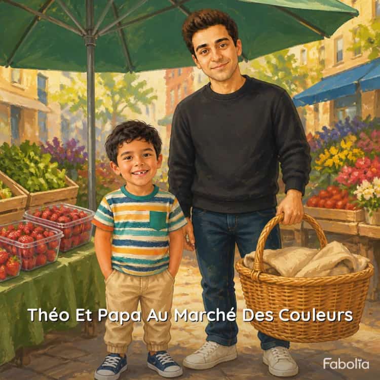 Cover of “Théo and Dad at the Color Market”
